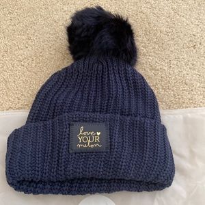 Love your Melon Navy womens beanie with Pom Pom
